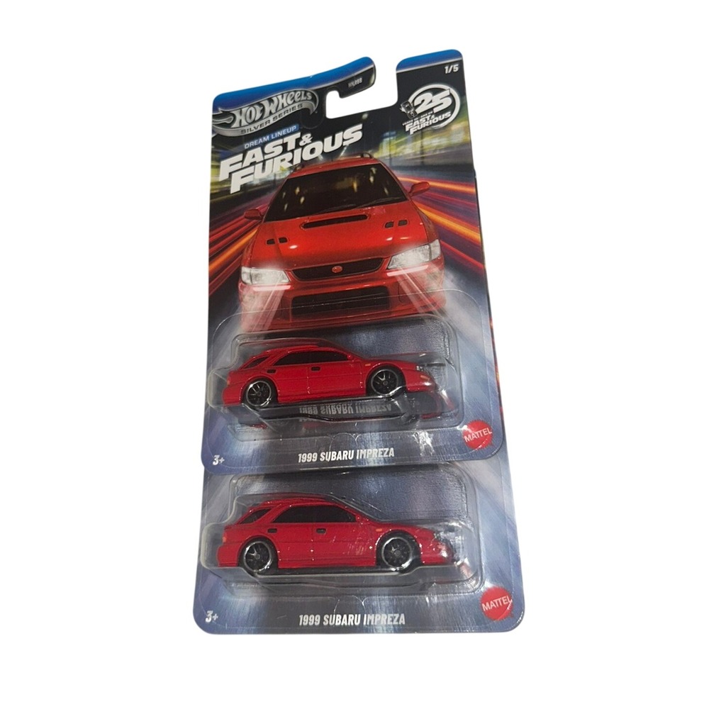 Hot Wheels Fast & Furious Silver Series 1999 Subaru Impreza Red Diecast 2 Pack